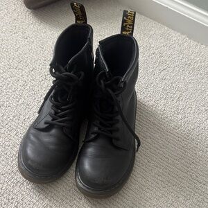 Dr. Martens Black Leather Lace-Up Ankle Boots with zipper